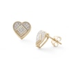 Thumbnail Image 0 of 1/8 CT. T.W. Diamond Micro Heart Square Stud Earrings in 10K Gold