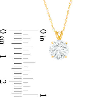 Solitaire 8mm Princess Cut CZ Crystal Rabbit-Ear 18mm Pendant in 14k Yellow Gold 