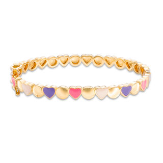 Child's Multi-Color Enamel Heart Bangle in Brass with 18K Gold Plate -  5