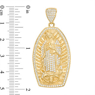 Details about   14kt Yellow Gold CZ Textured Lady Of Guadalupe Religious Oval Charm Pendant
