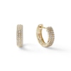 Thumbnail Image 0 of 1/10 CT. T.W. Diamond Triple Row 8.35mm Huggie Hoop Earrings in 10K Gold