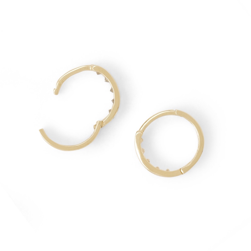 1/10 CT. T.W. Diamond Triple Row 8.35mm Huggie Hoop Earrings in 10K Gold
