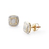 Thumbnail Image 0 of 1/8 CT. T.W. Composite Diamond Concave Square Frame Stud Earrings in 10K Gold