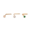 Thumbnail Image 0 of 14K Gold CZ Green, Champagne and White L-Shape Nose Stud Set - 20G