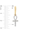 Thumbnail Image 2 of 1/6 CT. T.W. Diamond Ankh Huggie Hoop Dangle Earrings in 10K Gold