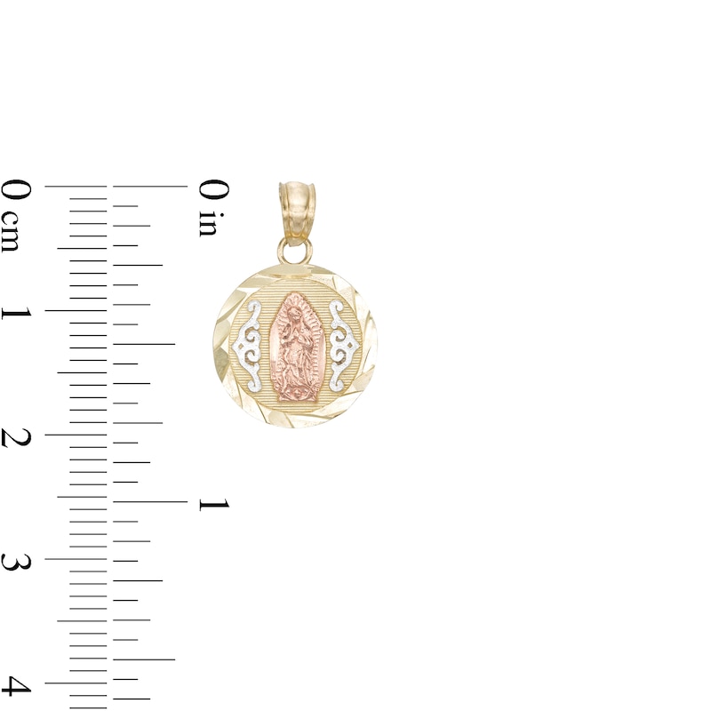 Guadalupe Medallion Tri-Tone Necklace Charm in 10K Gold