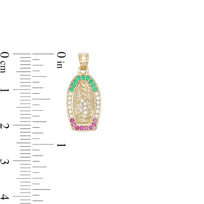 Cubic Zirconia Our Lady of Guadalupe Necklace Charm in 10K Gold