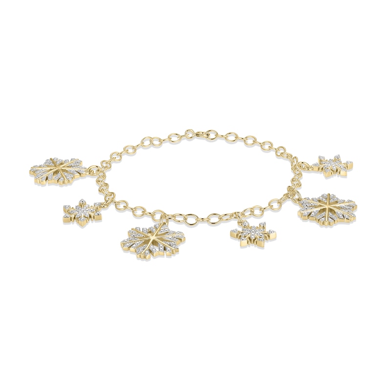 18K Gold Plated Diamond Accent Snowflake Charm Bracelet