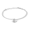 Thumbnail Image 0 of Sterling Silver CZ Bead Chain Heart Charm Bracelet