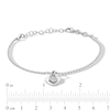 Thumbnail Image 2 of Sterling Silver CZ Bead Chain Heart Charm Bracelet