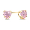 Thumbnail Image 0 of Child's 4mm Heart-Shaped Pink Cubic Zirconia Earrings in 10K Gold