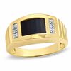 Thumbnail Image 0 of Barrel-Cut Lab-Created Onyx Ring in 10K Gold with Diamond Accents