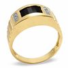 Thumbnail Image 1 of Barrel-Cut Lab-Created Onyx Ring in 10K Gold with Diamond Accents