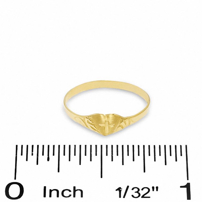 Child's Heart with Cross Ring in 10K Gold - Size 1