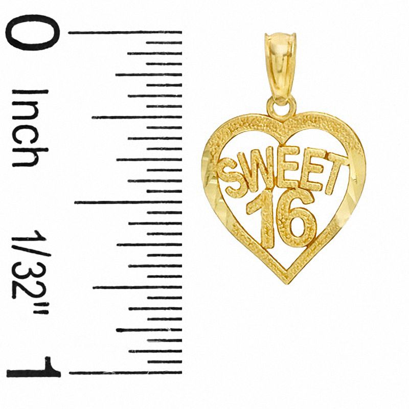 Diamond-Cut SWEET 16 Heart Charm in 10K Gold