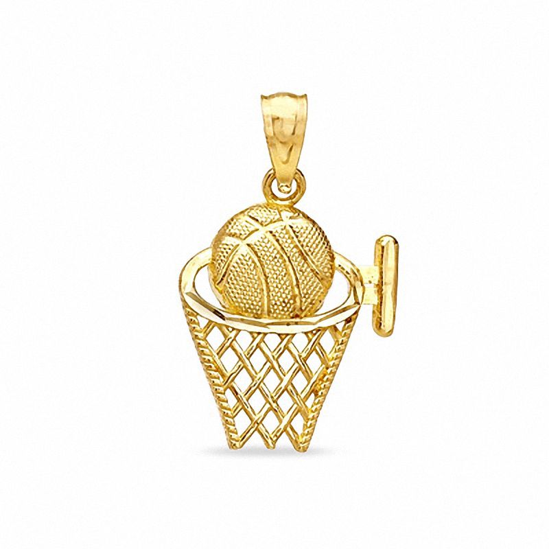 1gram Real Solid Beautiful Yellow Gold 14K Basket Ball Charm Pendant 14mmX14mm 
