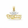 Thumbnail Image 0 of Textured Princess with Crown Two-Tone Necklace Charm in 10K Gold