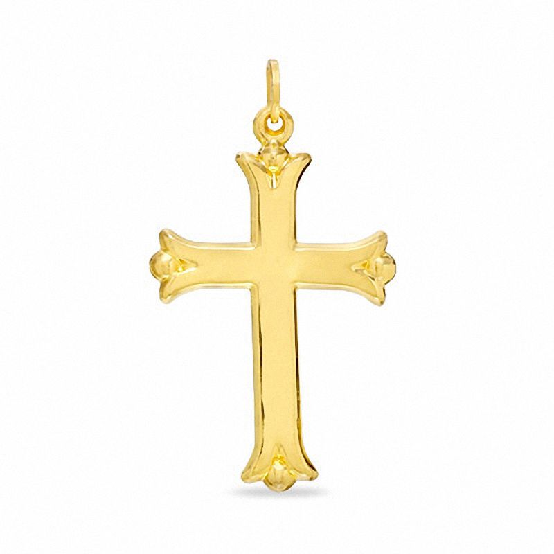 Polished Plain Flare Cross in 14K Gold