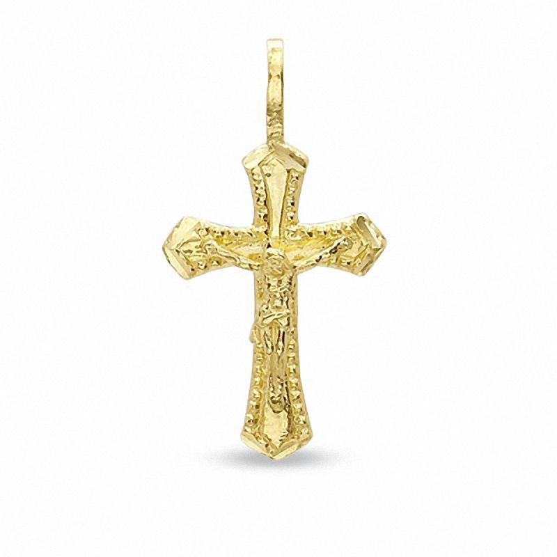 Small Diamond-Cut Crucifix Charm in 10K Gold