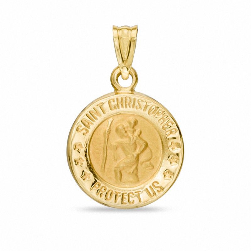 Small Round St. Christopher Medallion in 10K Gold