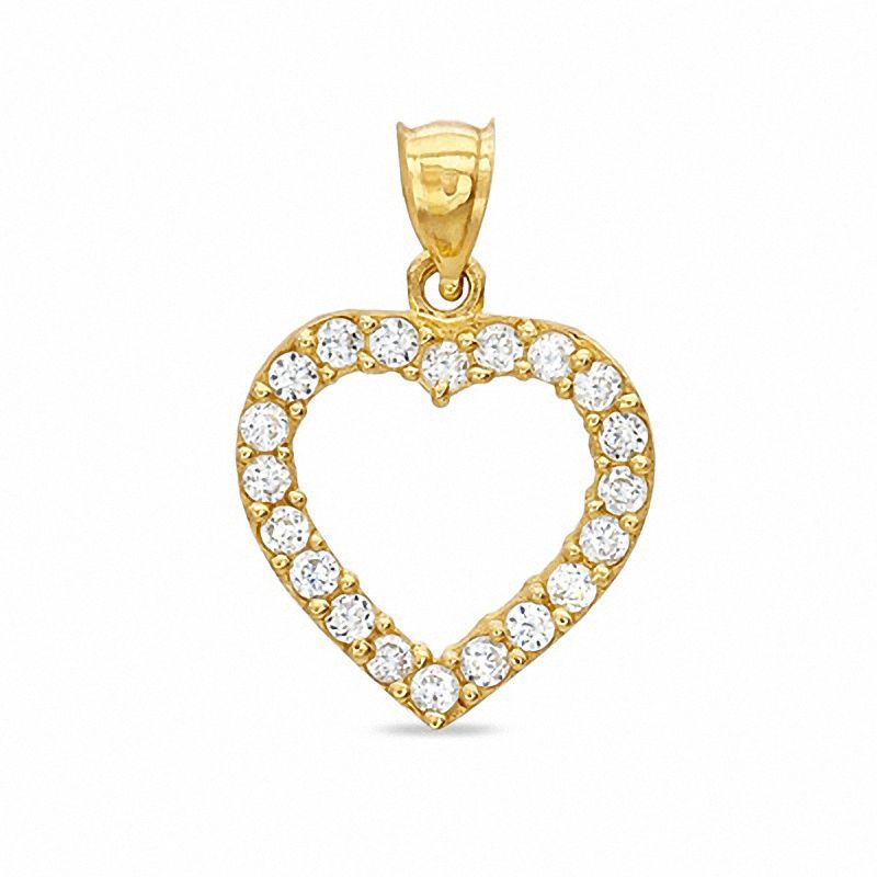 Cubic Zirconia Perfect Heart Charm in 10K Gold