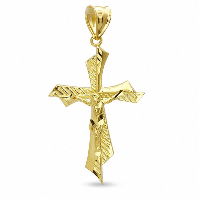 Diamond-Cut Crucifix Bypass Charm in 10K Gold
