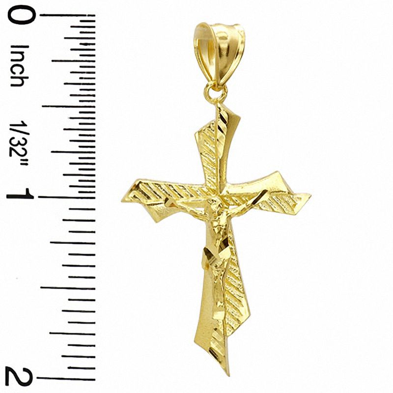 Diamond-Cut Crucifix Bypass Charm in 10K Gold