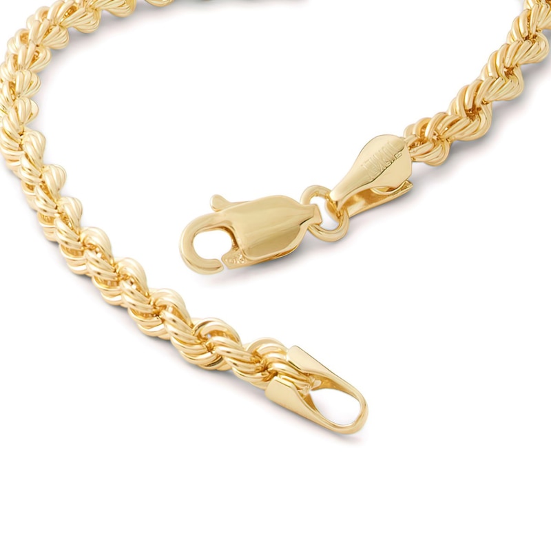 10K Hollow Gold Rope Chain Bracelet - 8"