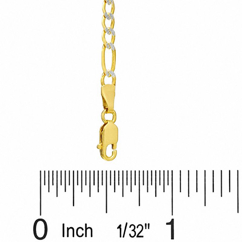 080 Gauge Pavé Figaro Chain Bracelet in 10K Gold - 9"