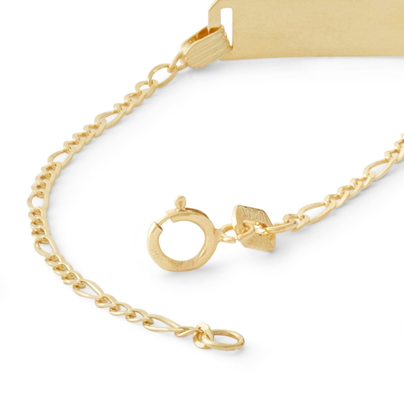 Child's 050 Gauge Figaro 3+1 ID Chain Bracelet in 10K Hollow Gold - 5.5"