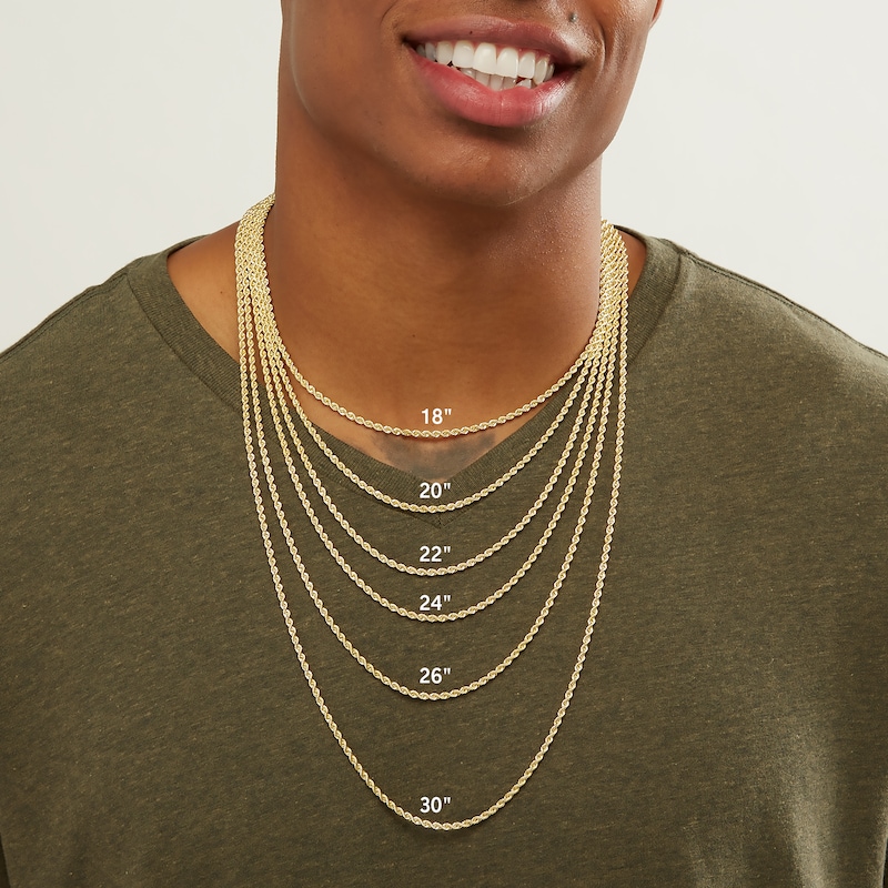 016 Gauge Rope Chain Necklace in 14K Hollow Gold - 22"