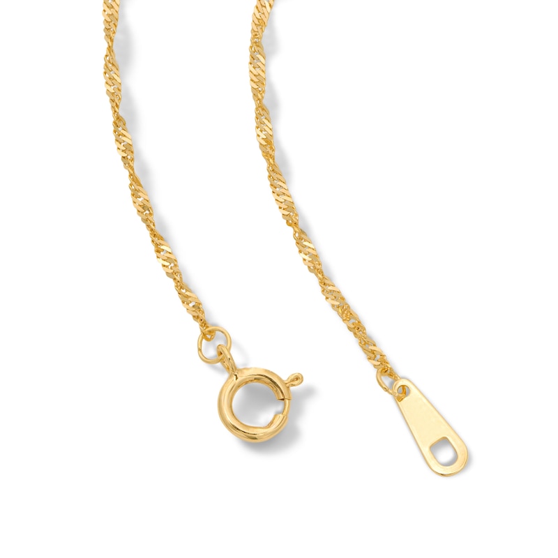 020 Gauge Singapore Chain Necklace in 10K Solid Gold - 18"