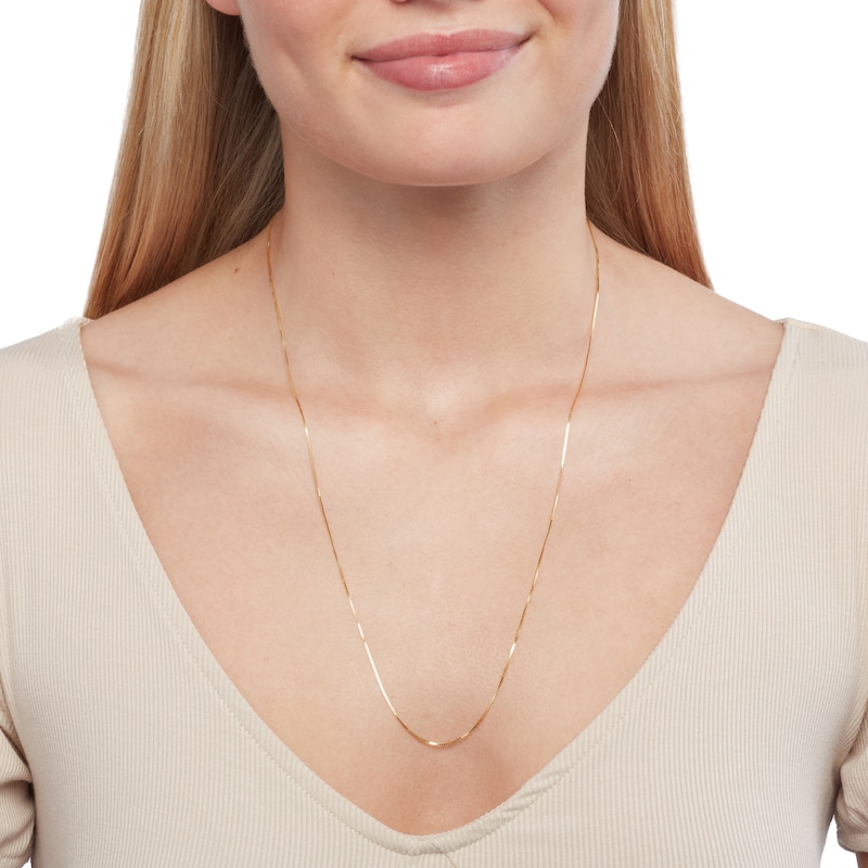 050 Gauge Solid Box Chain Necklace in 10K Solid Gold - 24"