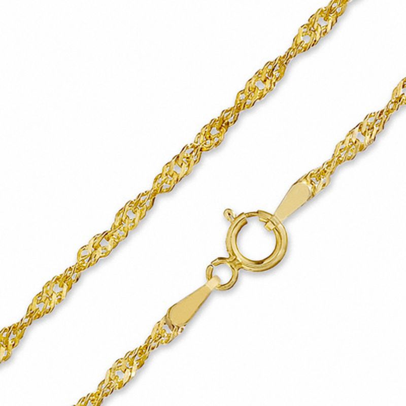 035 Gauge Hollow Singapore Chain Necklace in 10K Gold - 17"