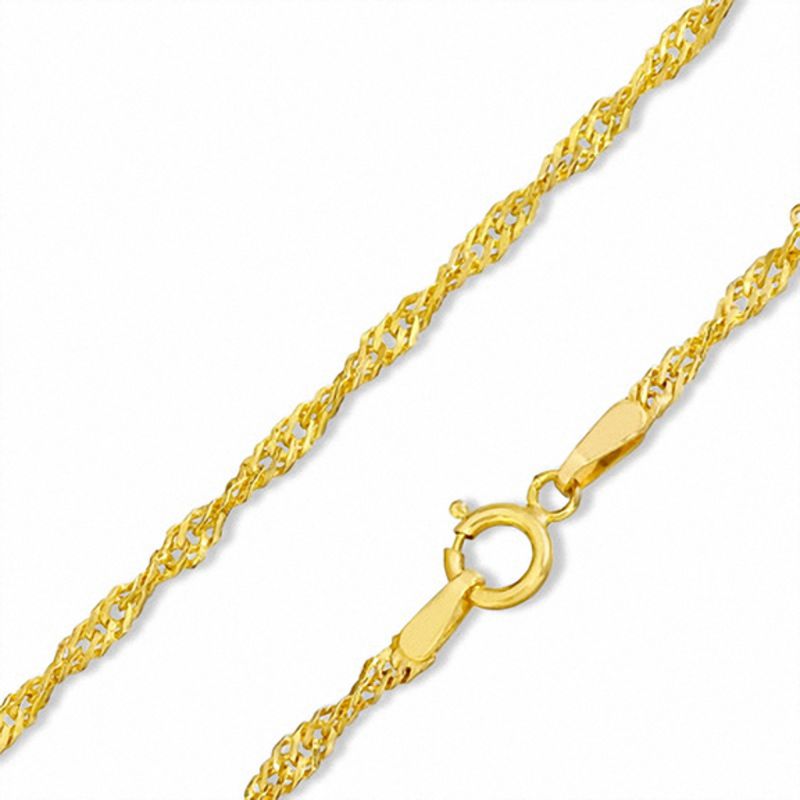 030 Gauge Hollow Singapore Chain Necklace in 10K Gold - 20"