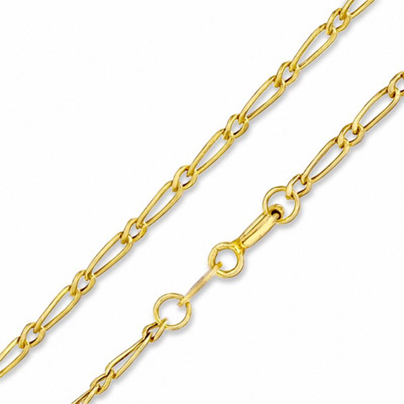 050 Gauge Figaro Chain Necklace in 10K Hollow Gold - 16"