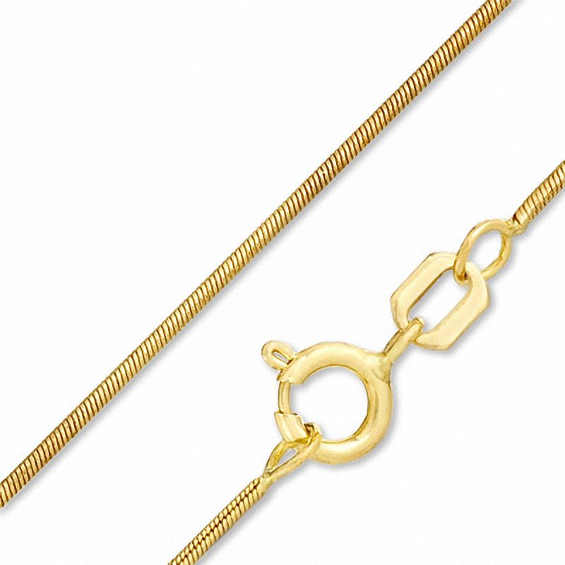 10K Gold 020 Gauge Round Snake Chain Necklace - 20"
