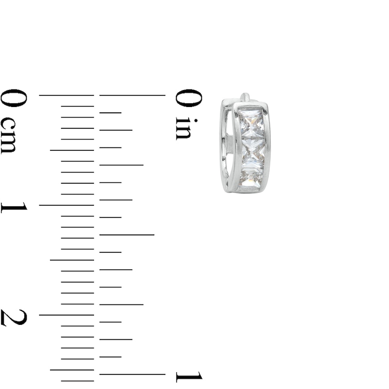 Princess-Cut Cubic Zirconia Huggie Earrings in Sterling Silver