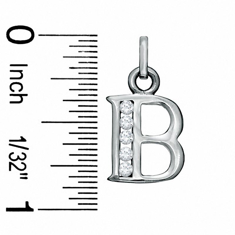 Cubic Zirconia Small Initial "B" Charm in Sterling Silver