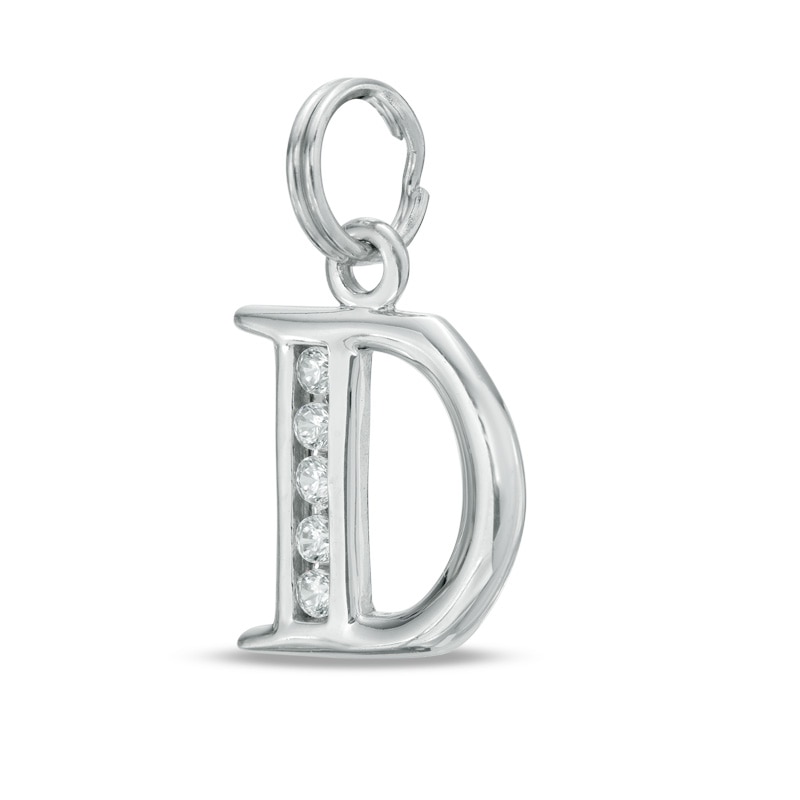Cubic Zirconia Small Initial "D" Charm in Sterling Silver