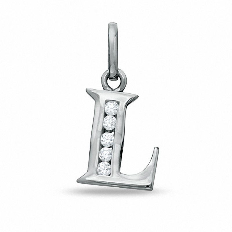 Cubic Zirconia Small Initial "L" Charm in Sterling Silver