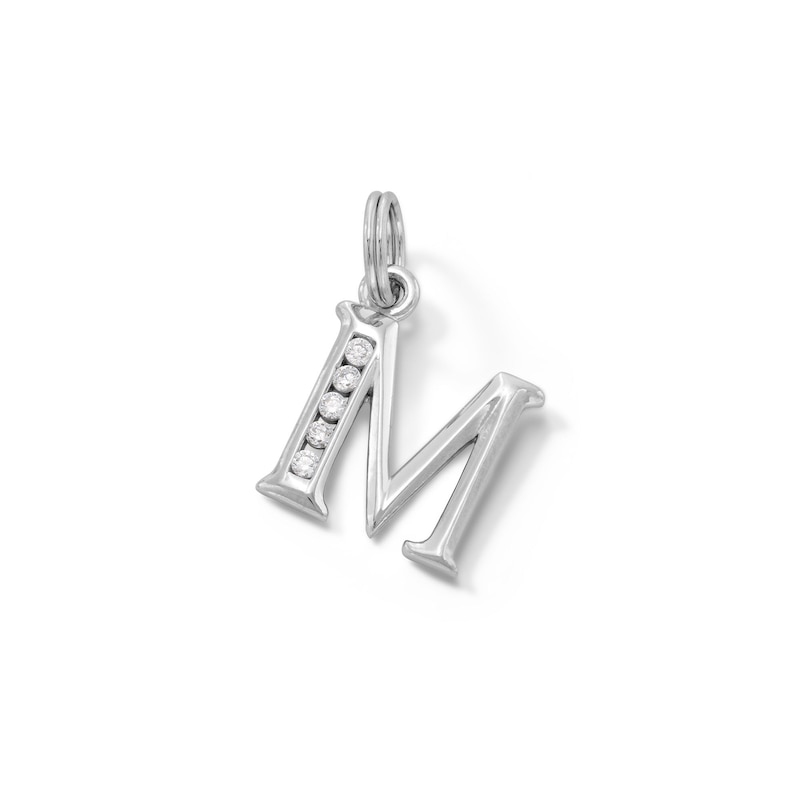 Cubic Zirconia Small Initial "M" Charm in Sterling Silver