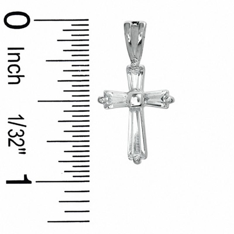 Cubic Zirconia Cross Charm in Sterling Silver