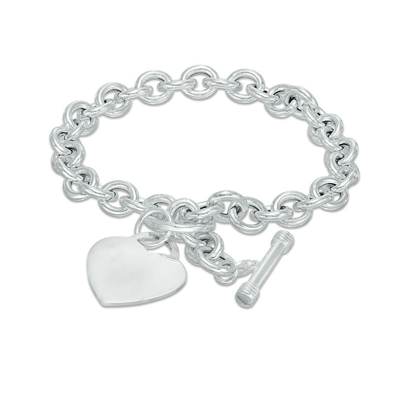 sterling silver heart toggle bracelet