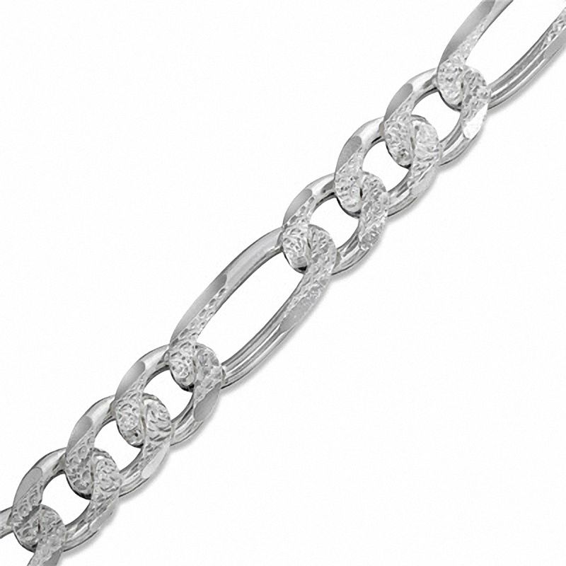 Sterling Silver 220 Gauge Pavé Figaro Chain Necklace - 24"