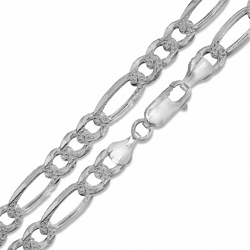 Sterling Silver 180 Gauge Pavé Figaro Chain Necklace - 20"