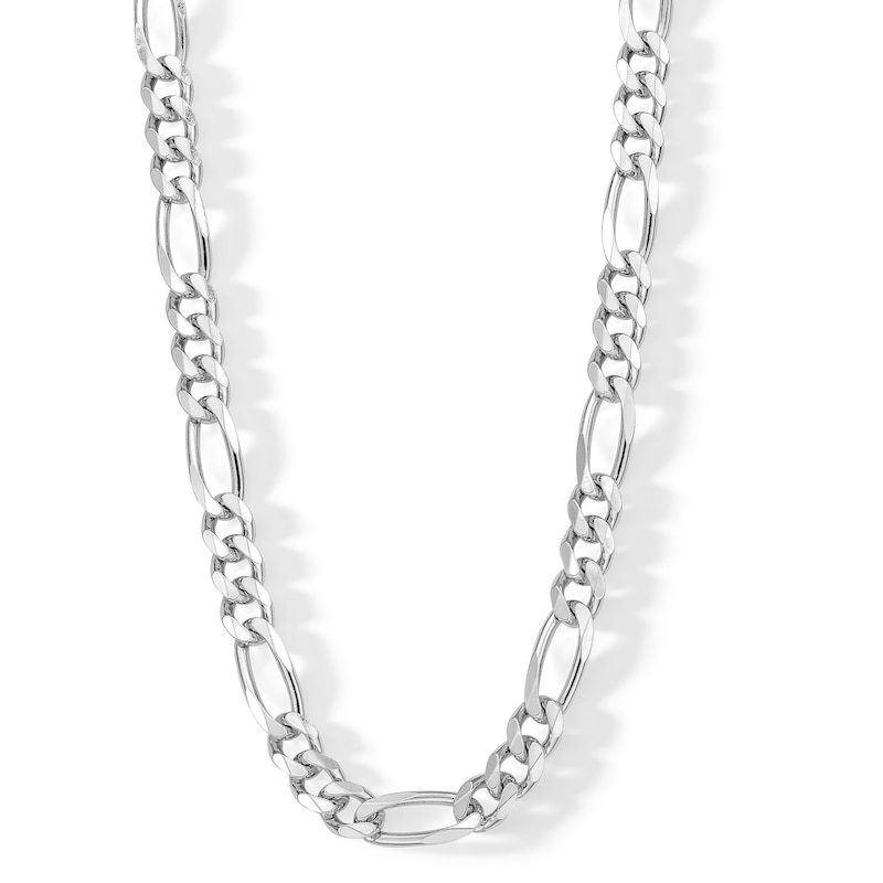 Made in Italy 180 Gauge Pavé Figaro Chain Necklace in Solid Sterling Silver - 24"