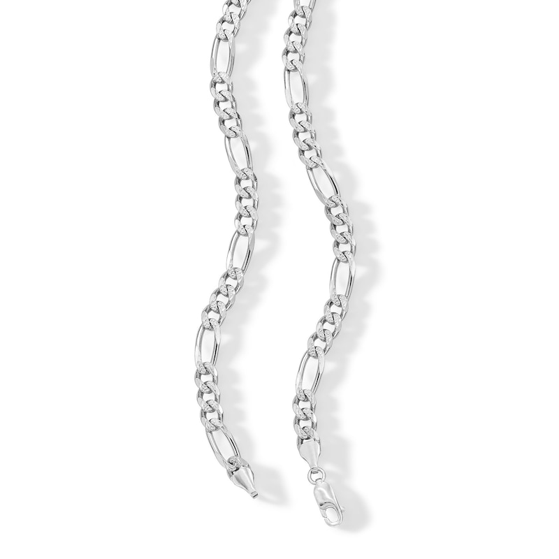 Made in Italy 180 Gauge Pavé Figaro Chain Necklace in Solid Sterling Silver - 24"