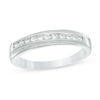Thumbnail Image 0 of Cubic Zirconia Diagonal Channel Wedding Band in Sterling Silver - Size 7