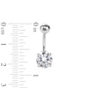 Thumbnail Image 1 of Stainless Steel CZ Heart Belly Button Ring - 14G 3/8"
